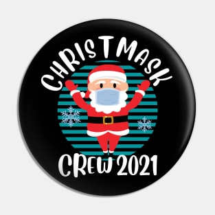 Christmas Crew 2021 Funny Face Mask Wearing Santa Christmask Pin