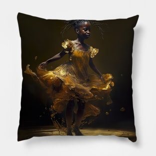 Golden Dance in Rain's Embrace Pillow