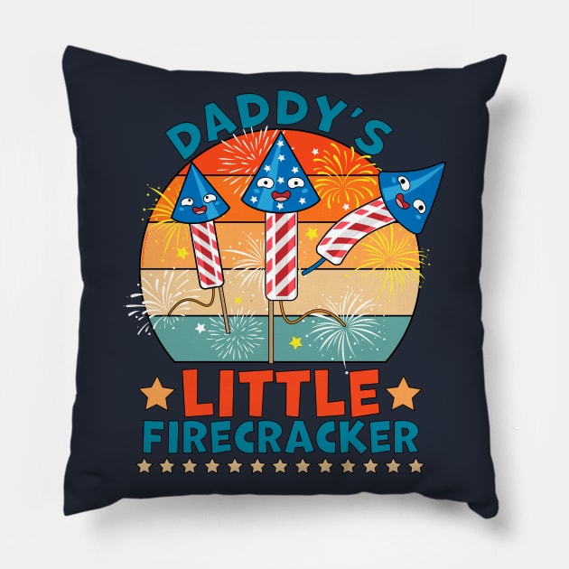 Daddy's Little Firecracker 4th of July Pillow by OrangeMonkeyArt