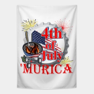 Murica 4th of July Retro Barbeque BBQ Murica 2022 Patriotic Tapestry