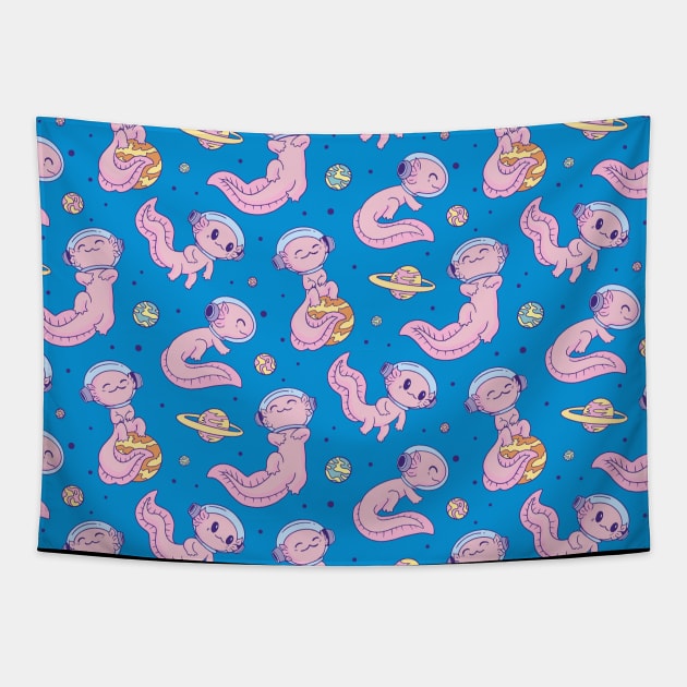 Kawaii Axolotl Space Pattern Tapestry by Sugoi Otaku Gifts