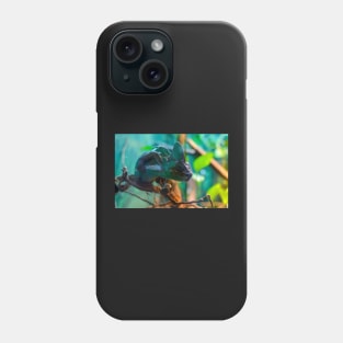 Сhameleon sitting on a tree branch Phone Case