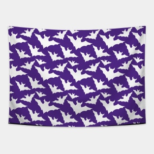 Halloween white bats purple cool spooky silhouette pattern Tapestry