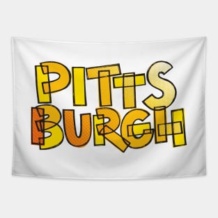 Pittsburgh Fan Black and Yellow Chunky Lettering Tapestry