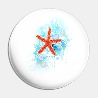 Red Starfish ( Sea Starfishes ) Pin