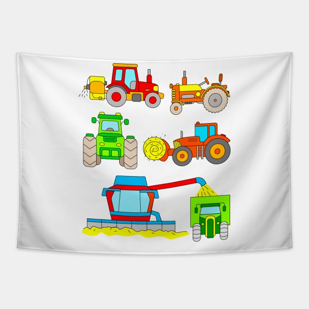 Combine Harvester Tractors Kids Tapestry by samshirts