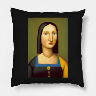 Mona Lisa in Tarsila do Amaral Style Pillow