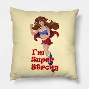 Woman Super Hero Shows Muscled Arm Pillow