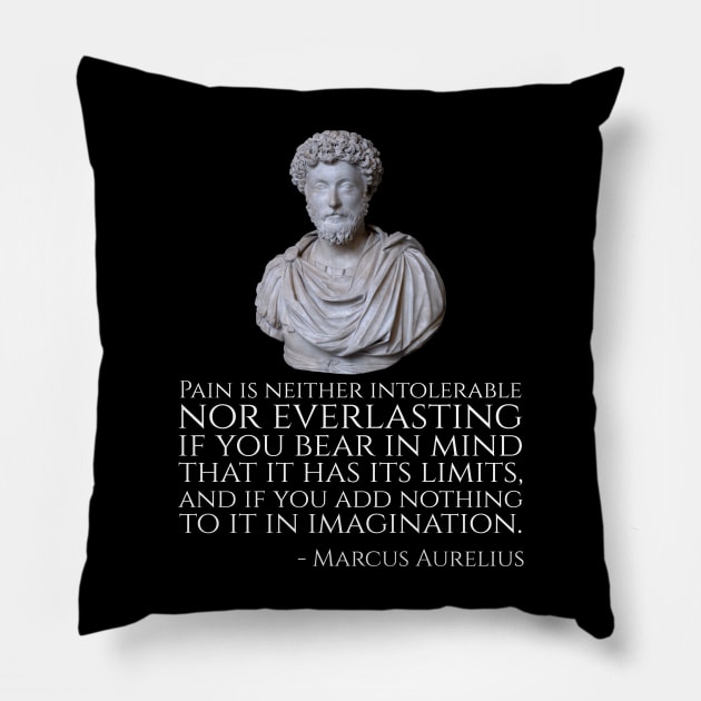 Pain is neither intolerable nor everlasting if you bear in mind that it has its limits, and if you add nothing to it in imagination. - Marcus Aurelius Pillow by Styr Designs