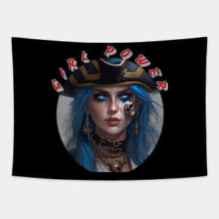 Girl power Retro pirate girl Tapestry