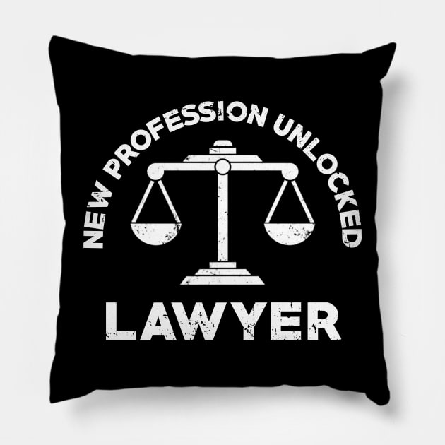 New Profession Unlocked Lawyer Funny Law School Gift Pillow by Marang