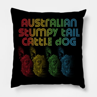 Cool Retro Groovy Australian Stumpy Tail Cattle Dog Pillow