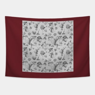 Lady Kitty Toile, Grey Tapestry