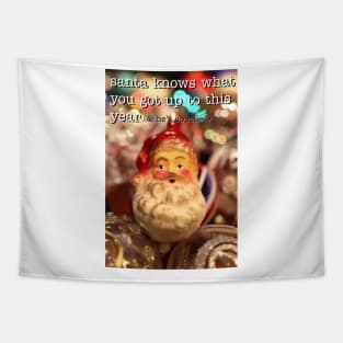 Santa Knows What You Got Up To This Year (Vintage Inspired Rude Christmas Card) Tapestry