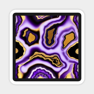 Marble Design - Purple White Black and Gold Magnet