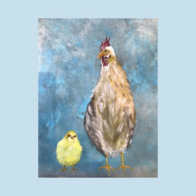 Mommy and baby chicken by designInk