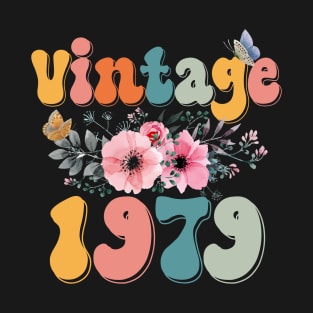 Vintage 1979 Floral Retro Groovy 44th Birthday T-Shirt