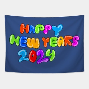 Happy new year 2024 buble letter colourful Tapestry