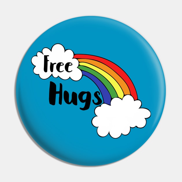 Free Hugs Rainbow Pin by bubbsnugg