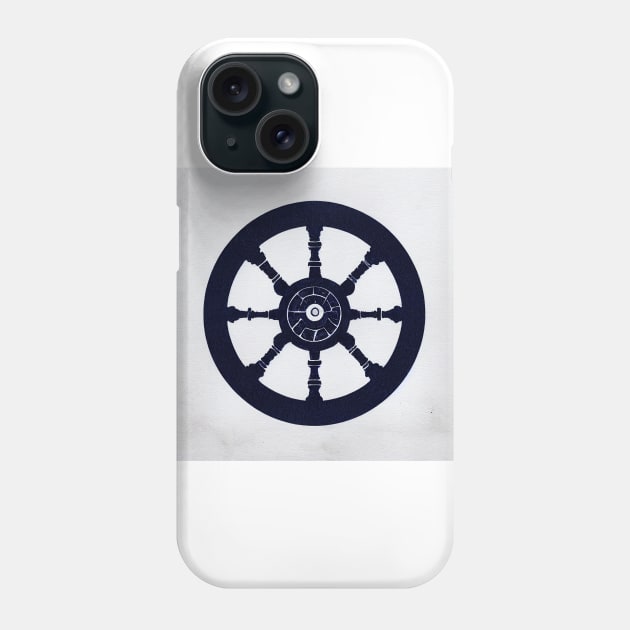 Ship Wheel Dark Navy Blie Phone Case by fistikci