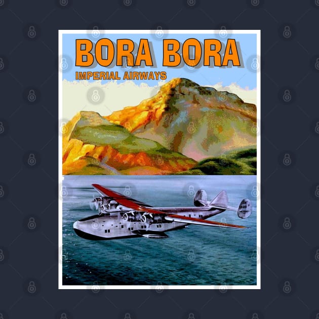 BORA BORA Vintage Imperial Airways Travel and Tourism Advertising Print by posterbobs