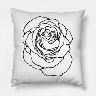 Rose Flower Outline Line Art Pillow