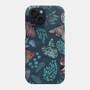 Moody moth, bird and butterfly Phone Case