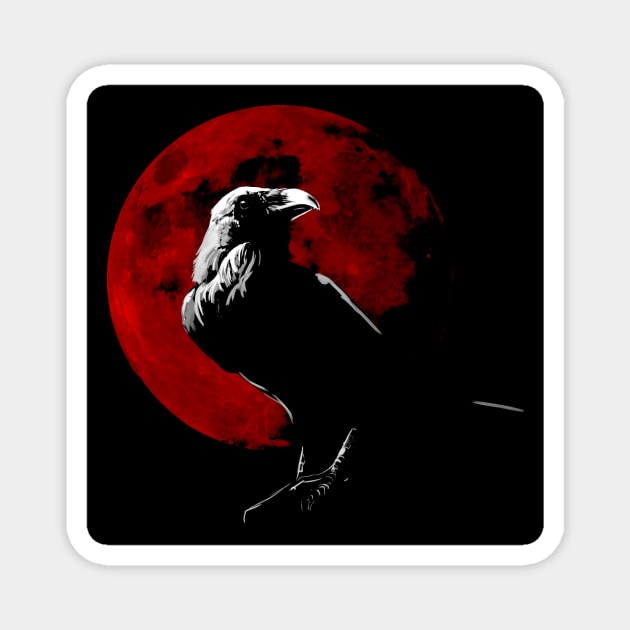 Blood Moon Raven Magnet by Ink Raven