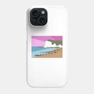 St Margaret’s Bay Beach and White Cliffs, Dover, Kent, Pink Sunset Phone Case