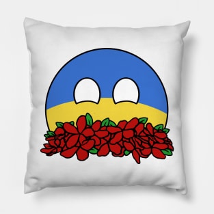 countryballs ukraine play flowers Pillow