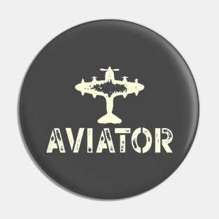 Aviator and Plane Military style Pin