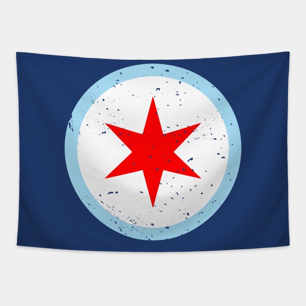 Retro Chicago Illinois City Flag // Vintage Chicago Grunge Emblem Tapestry by Now Boarding