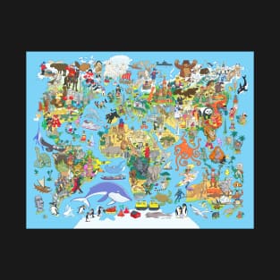 Cartoon World Map T-Shirt