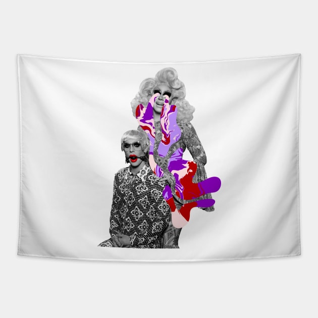 Trixie Mattel And Katya zamolodchikova Trippy Purple Single Tears Halloween Design 1 Tapestry by KalanisArt