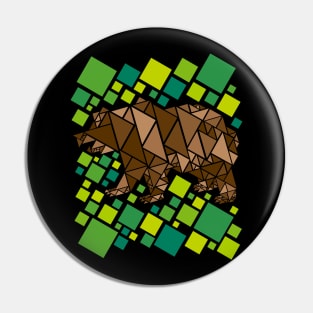 Geometric Bear Design in Shades of Brown and Green Pin