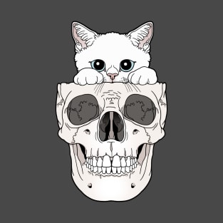 White Kitty & Skull T-Shirt