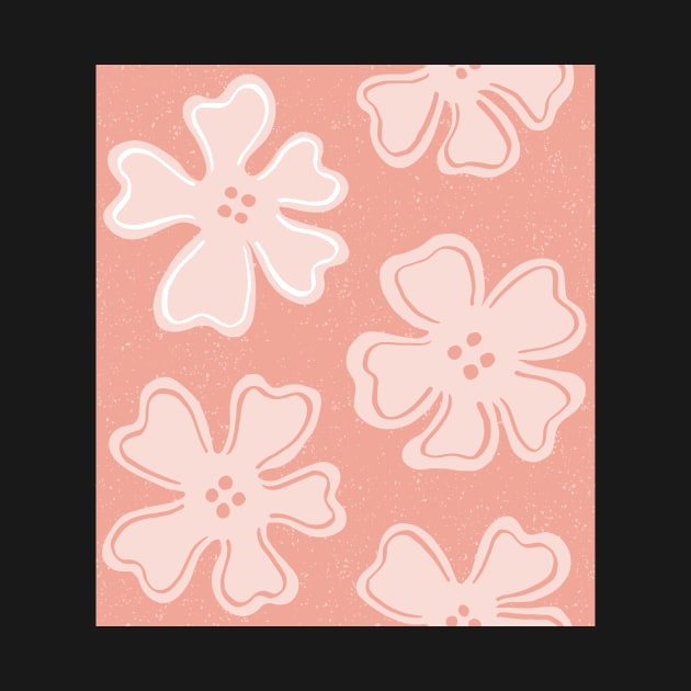 Monochrome Pattern of tangerine button flowers on pink by colorofmagic