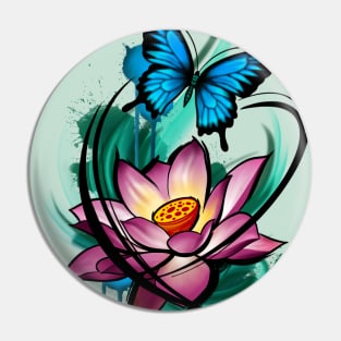 Lotus and Butterfly Pin