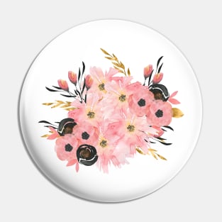 Pretty Pink Watercolor Bouquet Pin