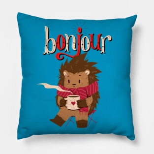 Happy winter - coffee first then bonjour Pillow