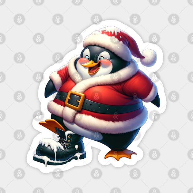 Santa Penguin Magnet by TooplesArt