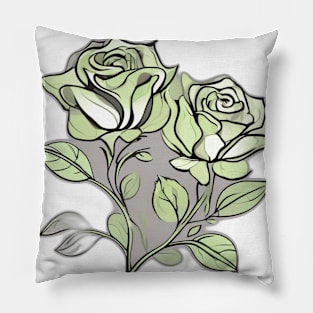 Elegant Monochrome Rose Illustration No. 681 Pillow