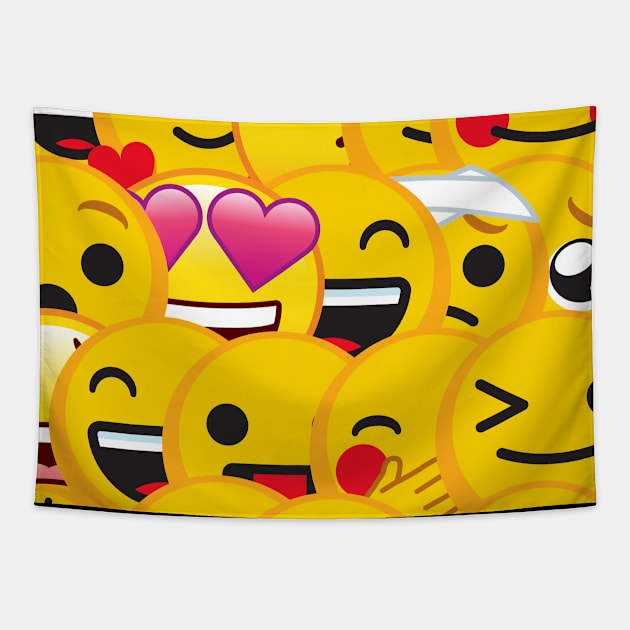 Emoji Faces Happy Sad Hearts and More Tapestry by DesignIndex