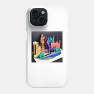 3D Effect Papercut Art - Cityscape Scene Phone Case