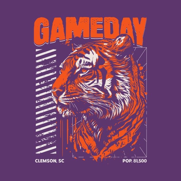 Vintage Gameday Tiger // Purple and Orange Awesome Tiger // Football Game Day by SLAG_Creative