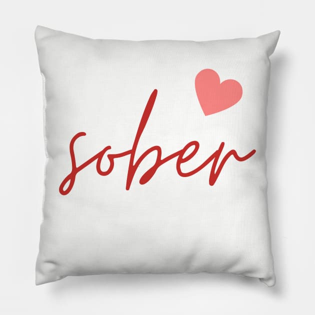 Sober Heart  - Recovery Emotional Sobriety Pillow by RecoveryTees