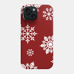 Snowflakes on red background Phone Case