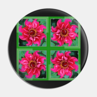 Pink And Green Dahlia Design Pin