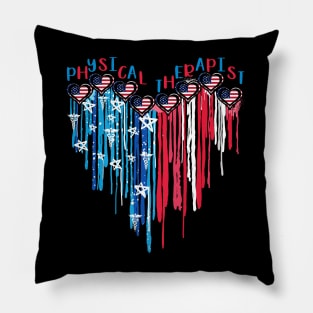 Physical Therapist American Flag Melting Heart 4th Of July Pillow