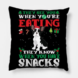 Christmas Dog Eating Snacks Pillow